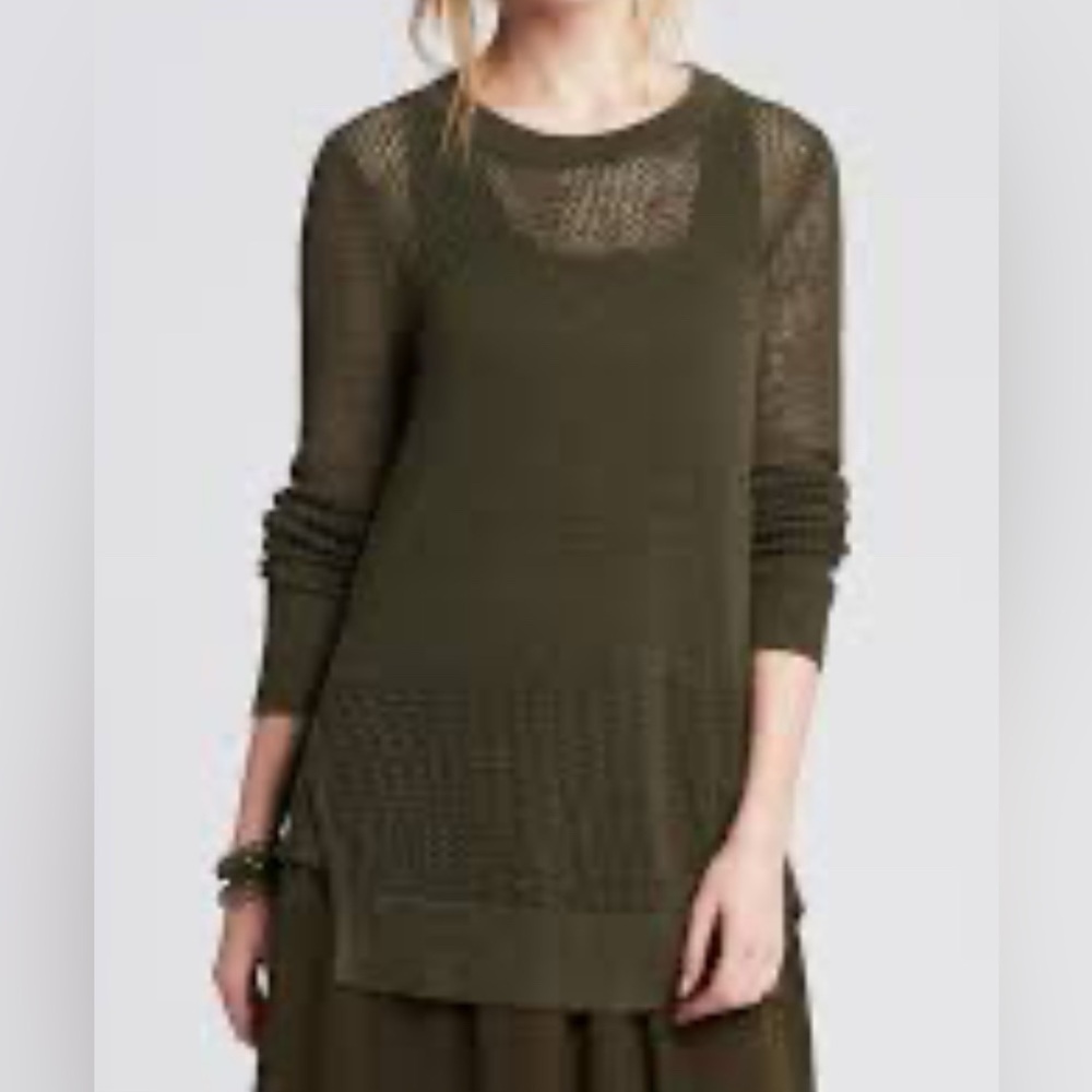 ⭐️3/$20 Banana Republic Split Side Loose Knit  Dark Olive Sweater | XS